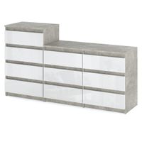 Komoda 10 Szuflad Szafka Nowoczesna Stolik Rtv 160cm Beton Biały Połysk
