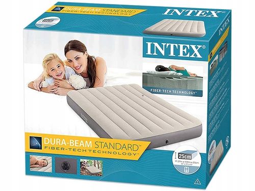 Materac Dmuchany Welurowy 2-osoobowy Turystyczny Łóżko 191x137x25cm Intex na Arena.pl