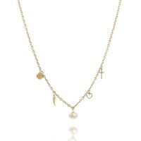 naszyjnik stal szlachetna pozłacana 14k złotem kryształ górski nst1585