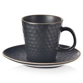 Filiżanka Czarna ze Spodkiem Ceramiczna do Picia Kawy Espresso Mała 95 ml