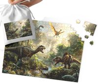 PUZZLE TRADYCYJNE - DINO DINOZAURY WZORY PREZENT NA ŚWIĘTA 110EL + WORECZEK