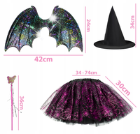 Strój na Halloween Bal Przebierańców dla Dziewczynki Czarownica Nietoperz