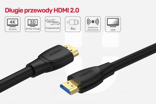 Unitek czarny przewód kabel High Speed HDMI 2.0 4K 60Hz C11068BK 7m na Arena.pl