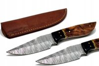 Nóż ręcznie wykonany bushcraft survival stal damasceńska skórzane etui K167