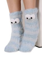 Skarpety ciepłe puchate z oczami niebieskie onesize YOCLUB