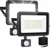 2x Naświetlacz LED Halogen 50W z czujnikiem ruchu zimny PREMIUM