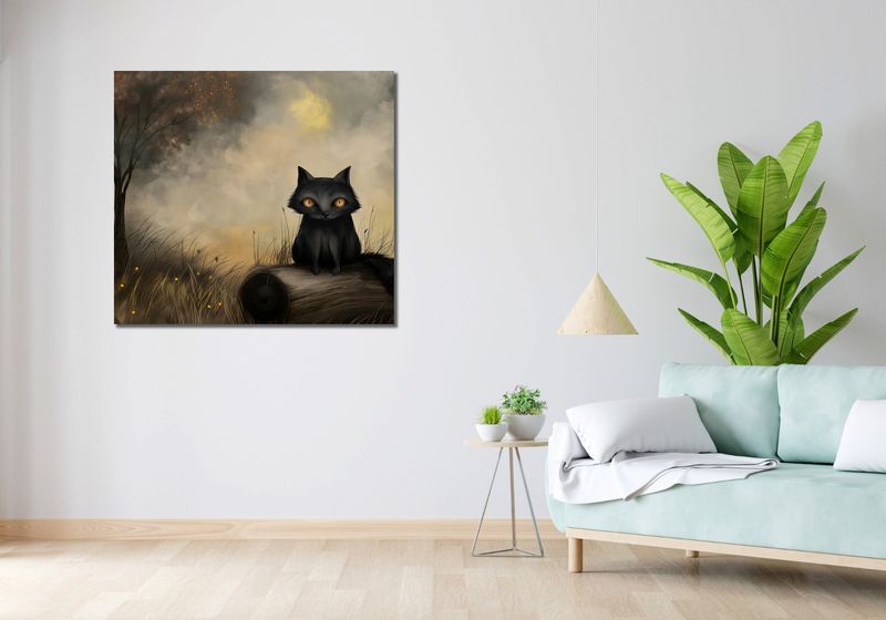 Obraz 100x90cm Czarny Kot zdjęcie 2