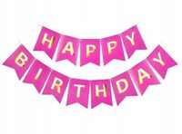 Baner Happy Birthday różowy ciemny fuksja