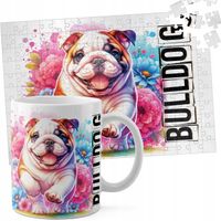 ZESTAW KUBEK + PUZZLE 110EL - PIES PSY PIESEK RASA BULLDOG