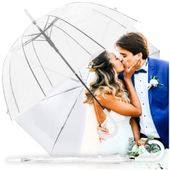Duży parasol parasolka przezroczysty ślubny wytrzymały mocny elegancki xxl