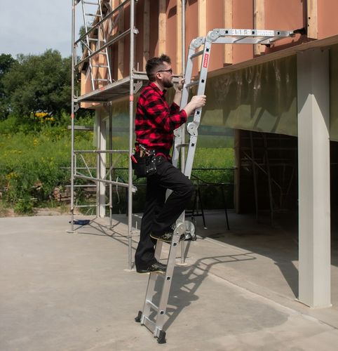 Drabina aluminiowa składana przegubowa wielofunkcyjna 4x3 + podest na Arena.pl