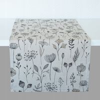 Bieżnik 220cm Skandynawski Lniany Wygląd Roślinny wzór Kwiaty Rośiny