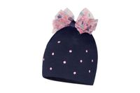 Broel AGNIESZKA czapka podwójna tiulowy pompon granat 42-44