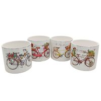 DONICZKA CERAMICZNA BIAŁA OSŁONKA NA DONICZKĘ DEKORACYJNA komplet 4 sztuki