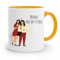 Kubek Żółty Prezent Dla Mamy Mama Wie Wszystko Z Nadrukiem Ze Zdjęciem