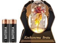 BRAT BRATU ZNICZ LAMPION NA GRÓB SKOS DŁONIE RÓŻA CZERWONA+LEDY