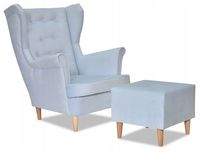 Fotel uszak Diana z podnóżkiem skandynawski Family Meble niebieski