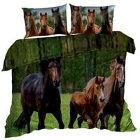 Pościel 3D bawełna satyna 200x220cm KONIE