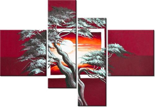 130CM 90 OBRAZ 4 ELEM KARMAZYNOWY ZACHÓD SŁOŃCA ŚCIENNY na Arena.pl