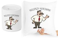 Dla Kierownika Zestaw Poduszka + Skarbonka Prezent Z Nadrukiem Ze Zdjęciem