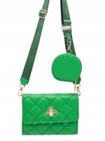 Victoria J - torebka listonoszka portfelik pikowana pszczoła zielony VJ-956