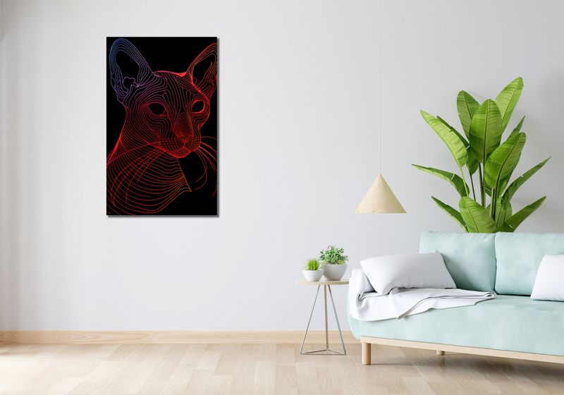 Obraz 60x100cm Cyfrowa Kocica zdjęcie 2