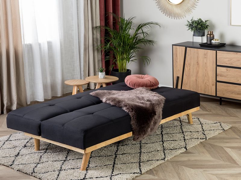 Sofa rozkładana czarna FROYA zdjęcie 3