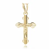 POZŁACANY SREBRNY DELIKATNY DIAMENTOWANY KRZYŻYK KRZYŻ WIZERUNEK CHRYSTUSA