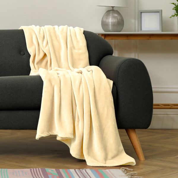 Koc Z Mikrofibry 200X220 Mono Krem zdjęcie 2