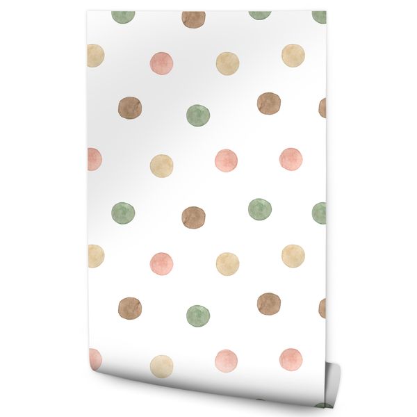 Tapeta Ścienna Do Pokoju Dziecka KROPECZKI Groszki Akwarele Styl Boho zdjęcie 1