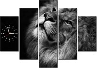 105CM 150CM ZEGAR 5 ELEM SREBRNY LEW DRUK OBRAZ