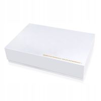 Pudełko ozdobne prezentowe 40x30x10cm białe Rubicello mocne z naklejką