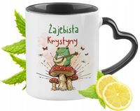 Dla Blanki Kubek Czarny Z Uszkiem W Kształcie Serca Na Prezent Z Nadrukiem