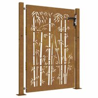 Furtka ogrodowa, 105x155 cm, stal kortenowska, motyw bambusa