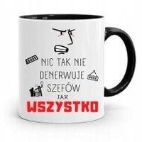 Kubek Czarny Prezent Szefa Wszystko Denerwuje Z Nadrukiem Ze Zdjęciem