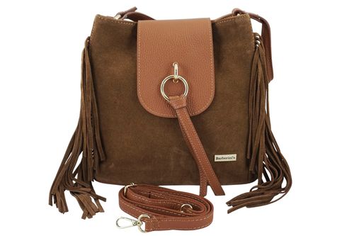 Skórzana torebka boho z frędzlami - Brązowa jasna na Arena.pl