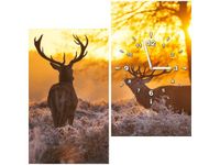 60X60CM ZEGAR JELENIE OBRAZ DREWNO ŚCIAN KWADRAT