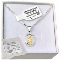 ŁAŃCUSZEK SREBRNY MEDALIK KOMUNIJNY MATKA BOSKA DO KOMUNII NA CHRZEST