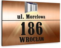 miedziana TABLICZKA podświetlana ADRESOWA numer domu adres dibond 30x20 cm