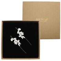 Srebrne kolczyki z kwiatuszkami ŚLUBNE robione ręcznie eleganckie pudełko