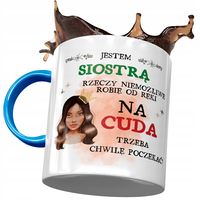 Kubek Błękitny Dla Siostry Na Urodziny Na Prezent Z Nadrukiem Ze Zdjęciem