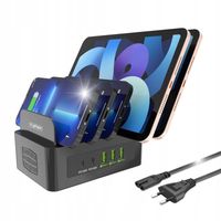 ŁAD SIEC T-PHOX POWERHUB DUAL PORT 100W 2xUSB-C/3xUSB STACJA DOKUJĄCA BLACK