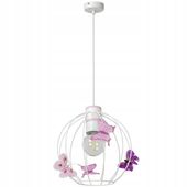 LAMPA WISZĄCA DZIĘCIĘCA METALOWA KULA MOTYLKI E27