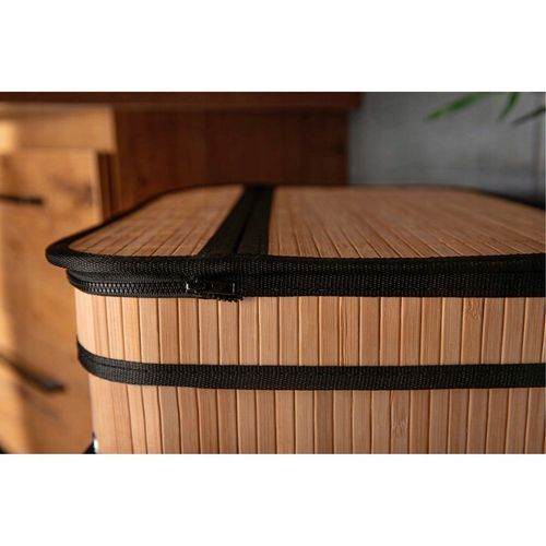 BAMBUSOWY CZARNY KOSZ NA PRANIE WOLNOSTOJĄCY POJEMNIK Z POKRYWĄ 72L na Arena.pl