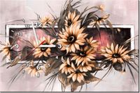 60CM 40CM ZEGAR OBRAZ SŁONECZNIKI PUDROWYM RÓZU DRUK PŁÓTNO RAMA