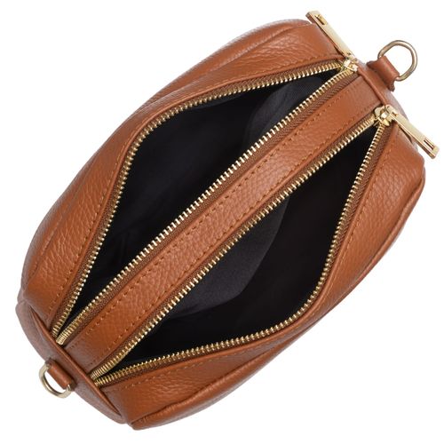 VERA PELLE torebka damska skórzana listonoszka z paskiem V486 j.camel na Arena.pl