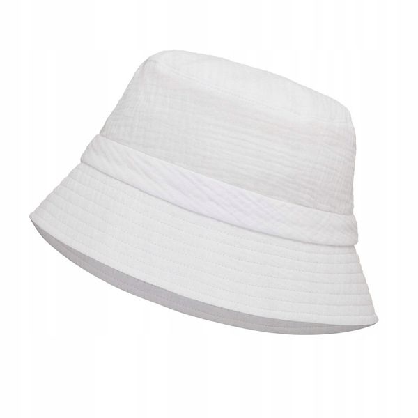 Kapelusz męski muślinowy bucket hat Biały M zdjęcie 1
