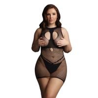 duo net open cup mini dress - plus size
