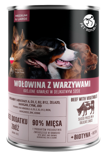 PetRepublic Wołowina Z Warzywami Krojone Kawałki W Delikatnym Sosie 1250g na Arena.pl