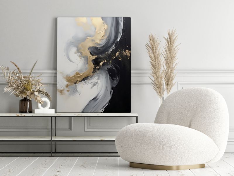 Obraz Ścienny Czarno-Biały MARMUR Nowoczesna Abstrakcja 30cm x 20cm zdjęcie 7